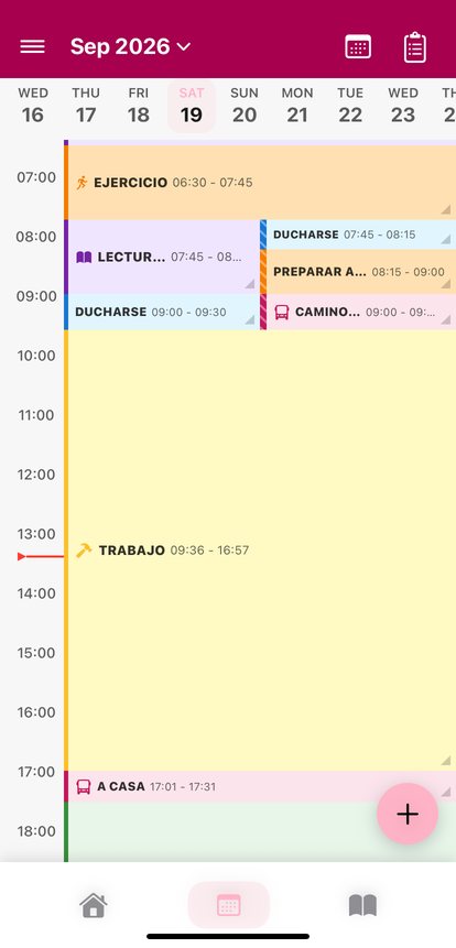 RMPlanner weekly calendar with hourly schedule