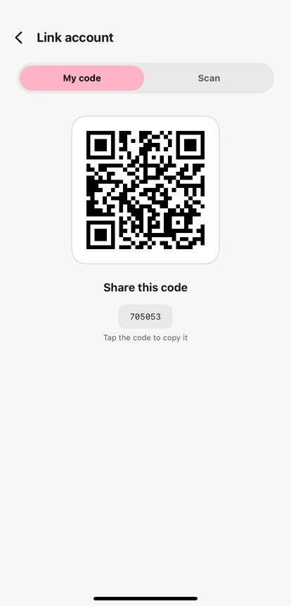 Pantalla para vincular cuenta con código QR